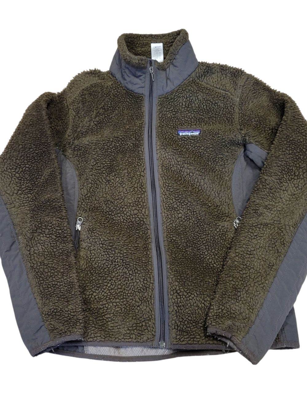 Patagonia Retro X Fleece Jacket Zip Up Brown Green Womens Size M